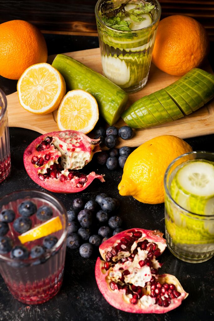 Glasses with natural fresh organic detox water