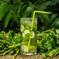Water with cucumber and herbs. Detox